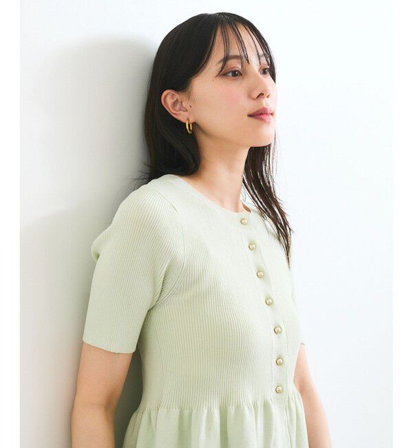 VIS「【アンチピリング】ペプラムハーフスリーブニットカーディガン」|カーディガン|