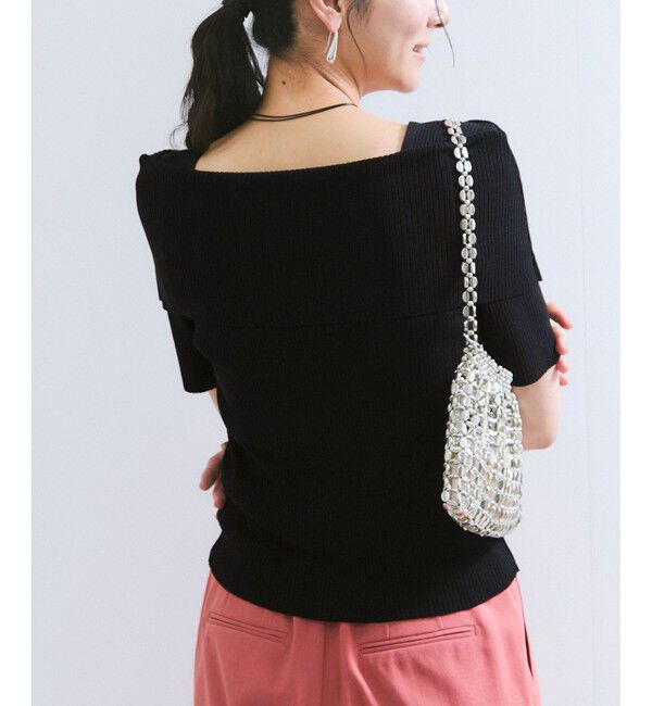 VIS「【アンチピリング/UVケア/洗える】オフショルハーフスリーブニット」|ニット・セーター|