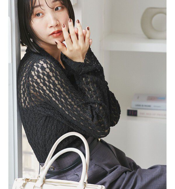 VIS「レースポロ襟カーディガン」|カーディガン|