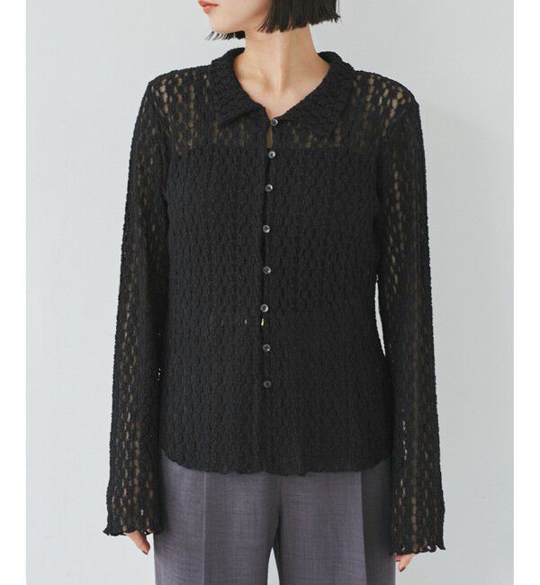 VIS「レースポロ襟カーディガン」|カーディガン|