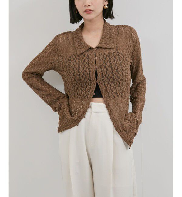 VIS「レースポロ襟カーディガン」|カーディガン|