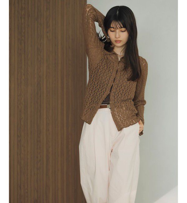 VIS「レースポロ襟カーディガン」|カーディガン|