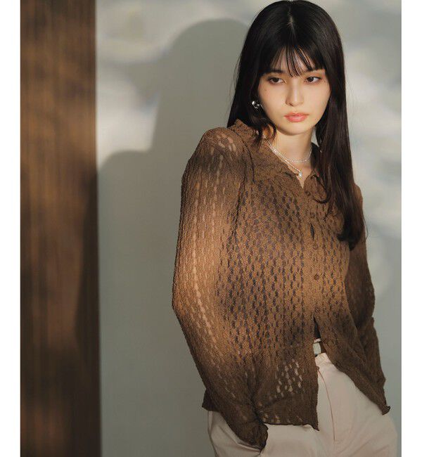 VIS「レースポロ襟カーディガン」|カーディガン|