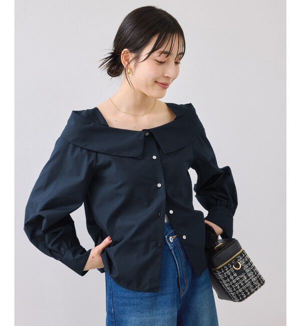 VIS「オフショルライクロングスリーブブラウス/イージーケア」|シャツ・ブラウス|ネイビー(40)