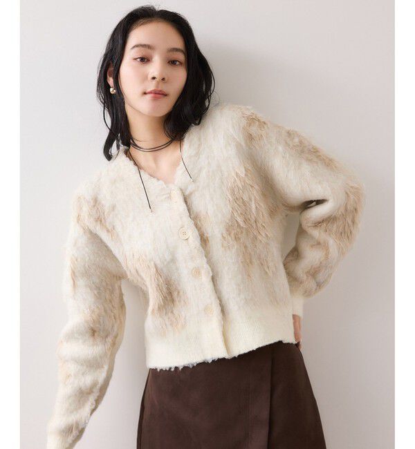 VIS「アート柄ジャガード起毛ニットカーディガン/イージーケア」|カーディガン|