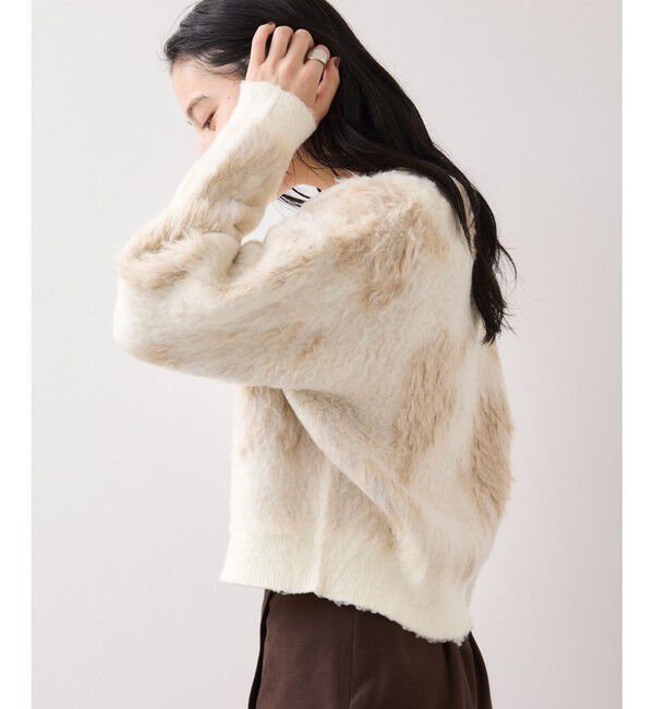 VIS「アート柄ジャガード起毛ニットカーディガン/イージーケア」|カーディガン|