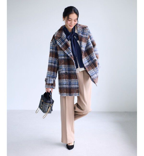 VIS「チェックアソートシャギーニットカーディガン/セットアップ対応」|カーディガン|