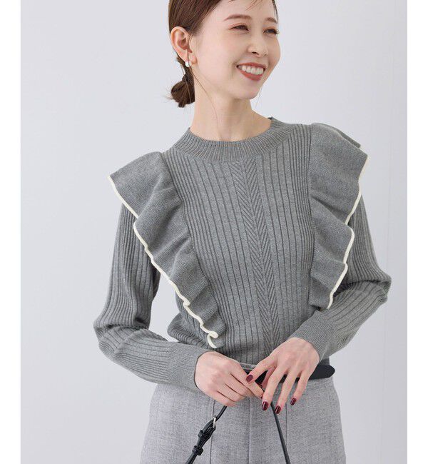 Rope&rsquo;Picnic「ランダムリブフリルニットプルオーバー」|ニット・セーター|