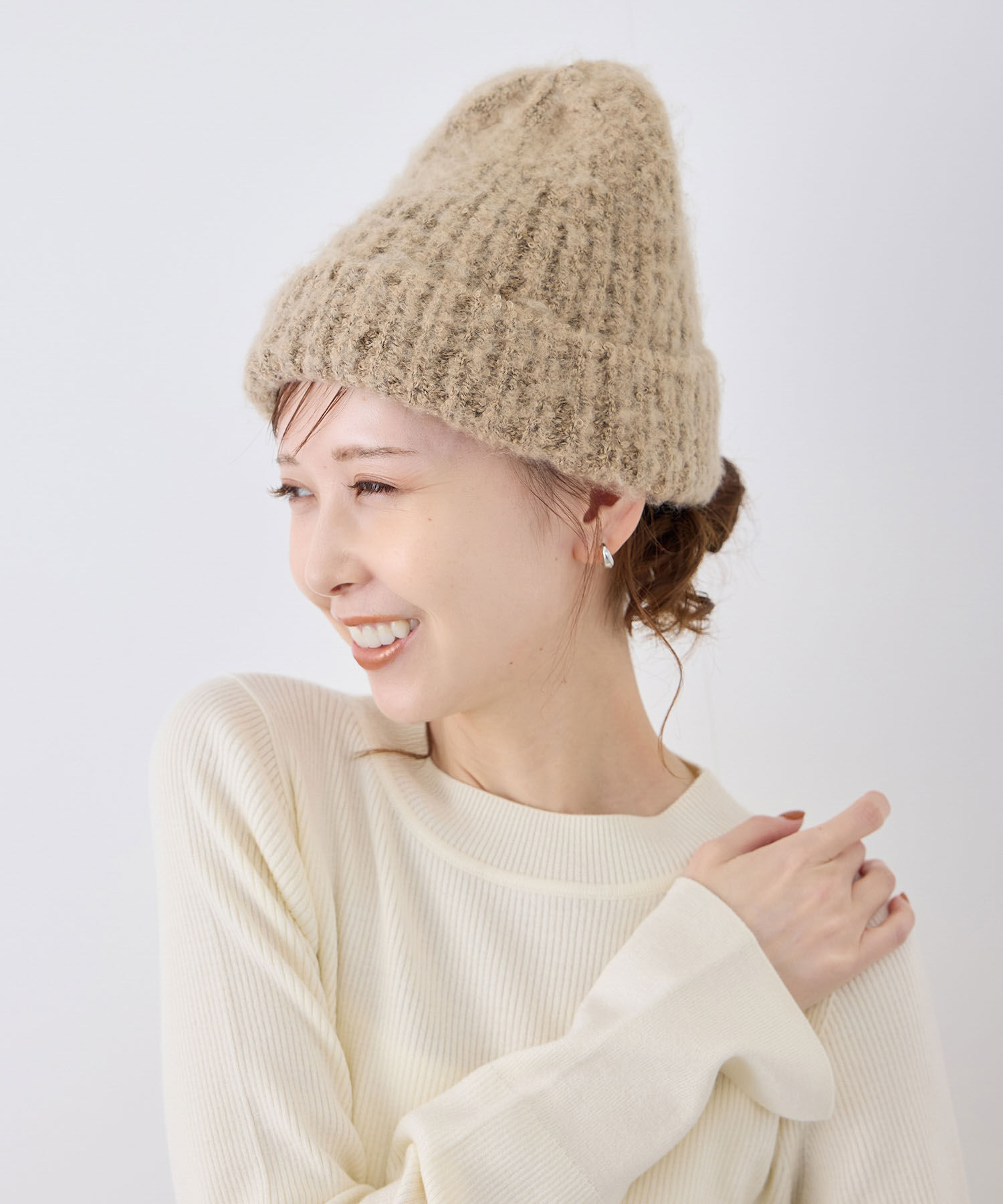 ROPE PICNIC PASSAGE「フラッフィーニットワッチ/リンクコーデ」|ニット帽|ブラウン系(23)
