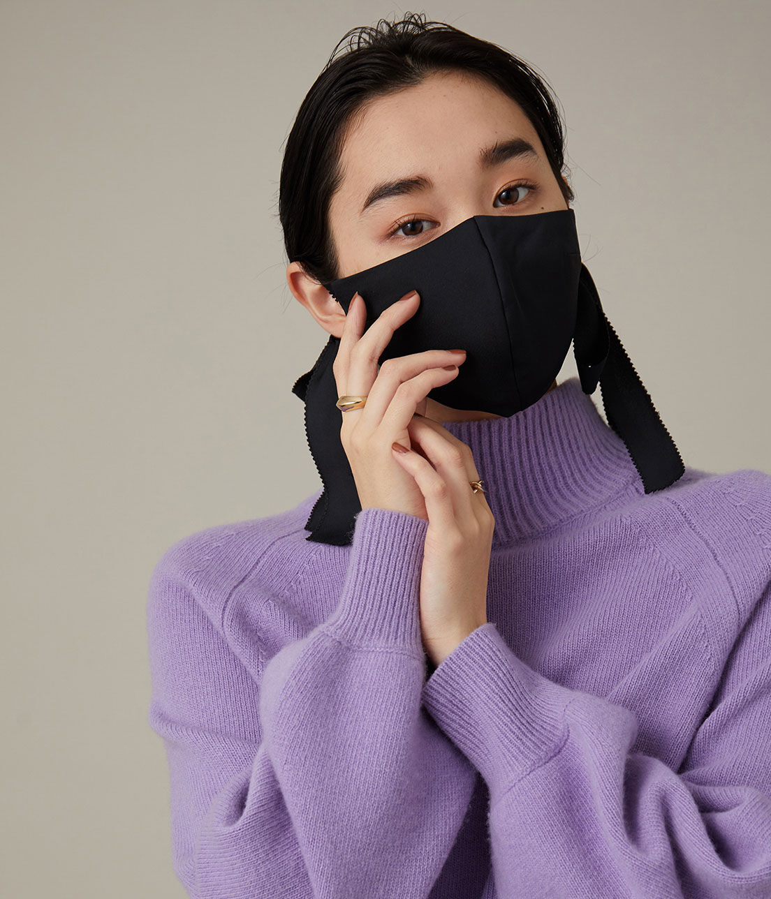 ADAM ET ROPE'「【トロワズィエムチャコ】リボンマスク」|その他|ブラック(01)