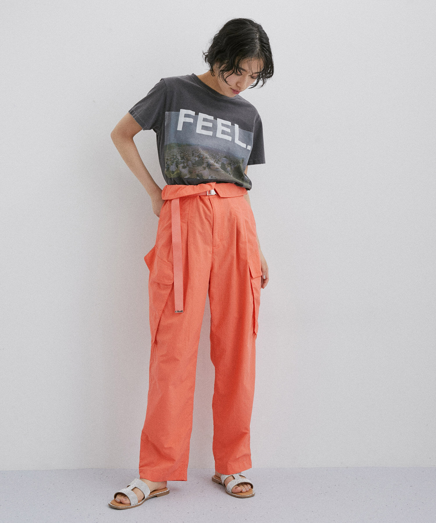 ADAM ET ROPE'「【サステナブル】リサイクルナイロンカーゴパンツ」|カーゴ|