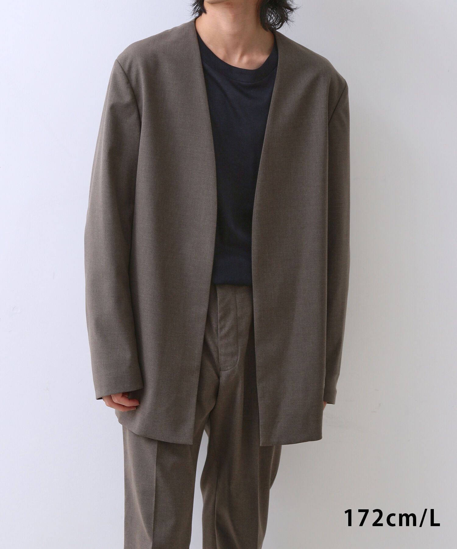 ADAM ET ROPE'「【Chambrer】オーバーサイズ ノーカラー イージー ジャケット / シーズンレス / セットアップ対応」|ノーカラージャケット|