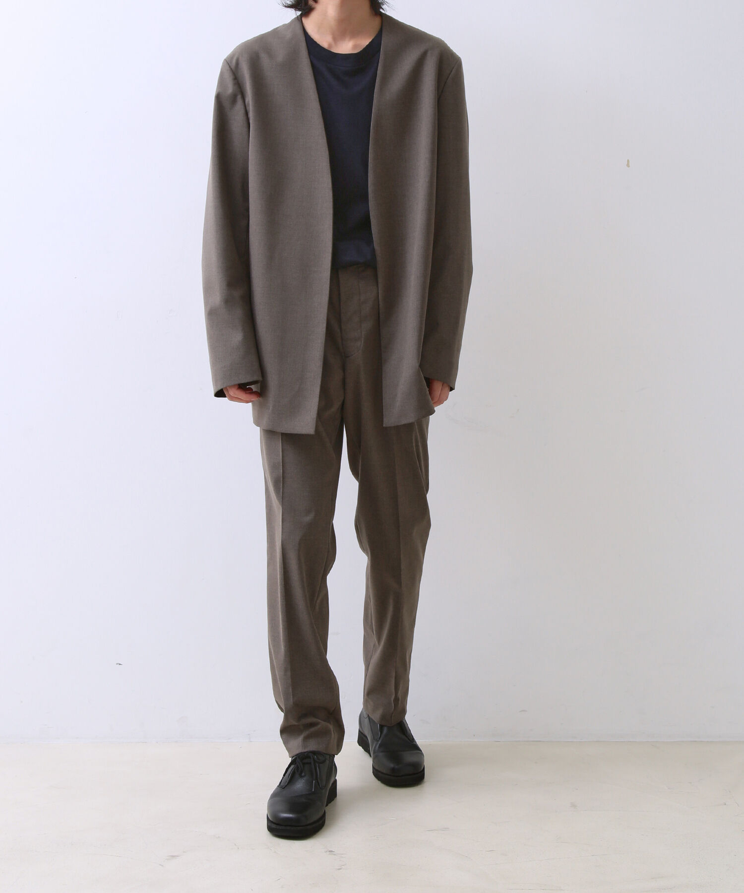 ADAM ET ROPE'「【Chambrer】オーバーサイズ ノーカラー イージー ジャケット / シーズンレス / セットアップ対応」|ノーカラージャケット|