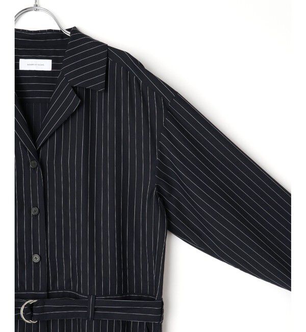 ADAM ET ROPE'「ストライプオープンカラージャンプスーツ」|オールインワン|