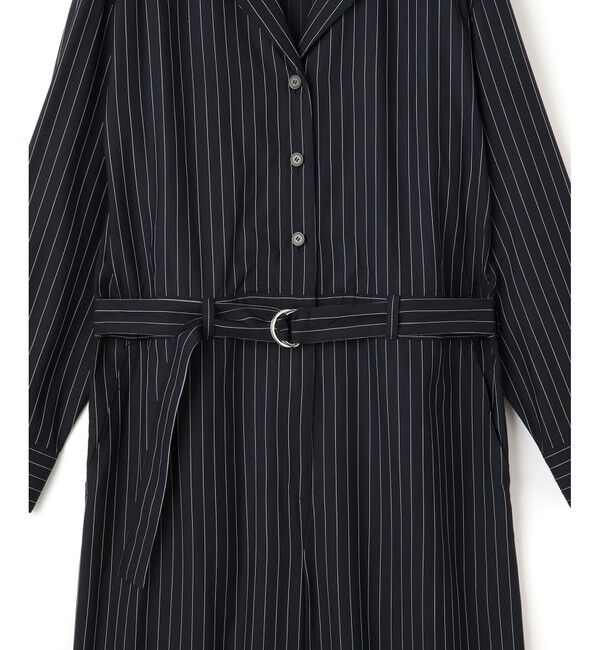 ADAM ET ROPE'「ストライプオープンカラージャンプスーツ」|オールインワン|