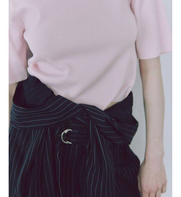 ADAM ET ROPE'「ストライプオープンカラージャンプスーツ」|オールインワン|