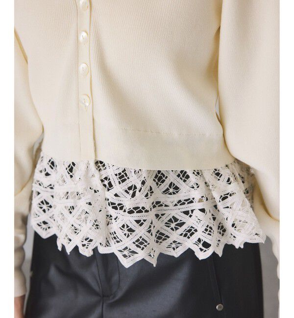 ADAM ET ROPE'「バテンレースコンビニットカーディガン」|カーディガン|