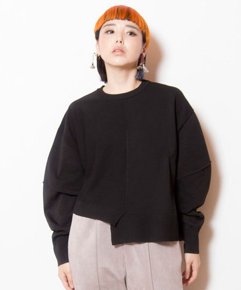  「カーブスリーブニットプルオーバー」|ニット・セーター|BLACK