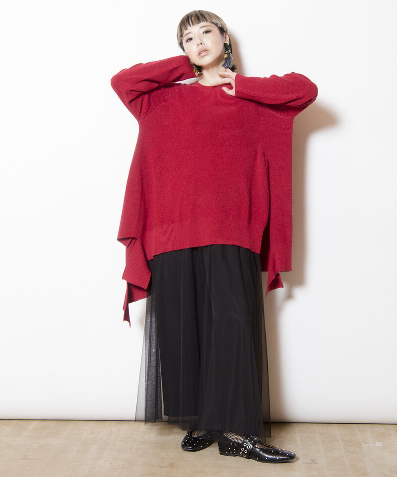  「イレギュラーヘムロングニットプルオーバー」|ニット・セーター|