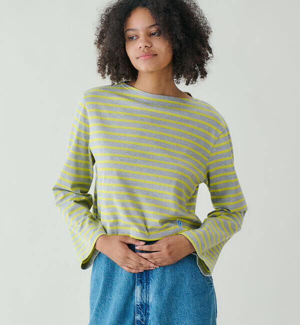 ORCIVAL「ORCIVAL | コットンジャージー ボートネック長袖Tシャツ WOMEN」|Tシャツ・カットソー|YELLOW系1