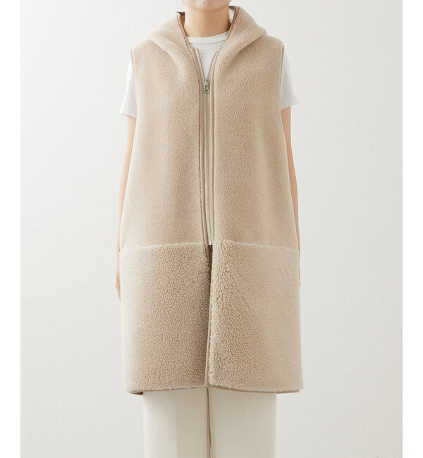 THE PAUSE「【THE PAUSE】ボアフードロングジレ」|ベスト・ジレ|