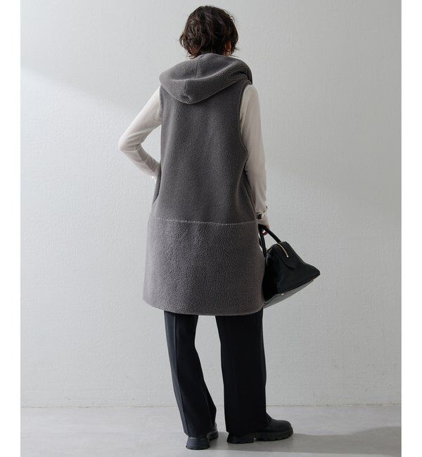 THE PAUSE「【THE PAUSE】ボアフードロングジレ」|ベスト・ジレ|