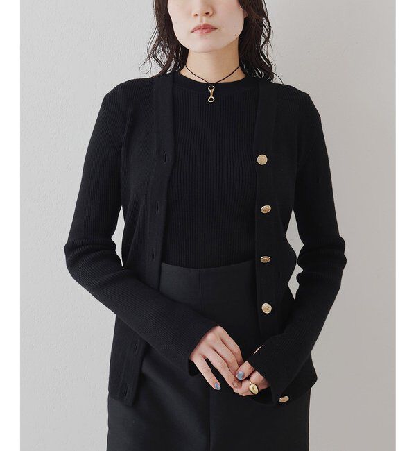  「リブニットカーディガン」|ニット・セーター|ブラック