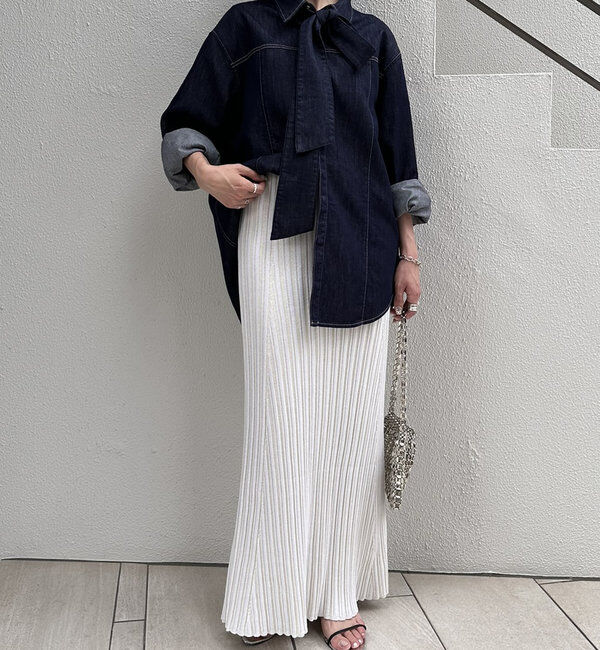  「ボウタイデニムシャツ」|シャツ・ブラウス|