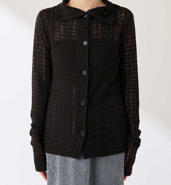  「Q.anos シアーチェック4WAYカーディガン」|Tシャツ・カットソー|