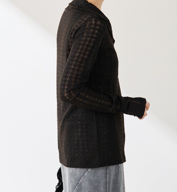  「Q.anos シアーチェック4WAYカーディガン」|Tシャツ・カットソー|