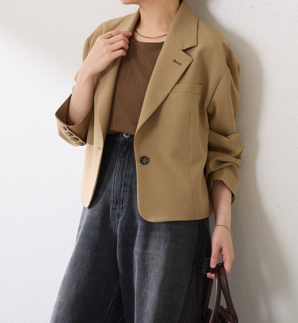 「ショートテーラードジャケット」|ベスト・ジレ|ベージュ