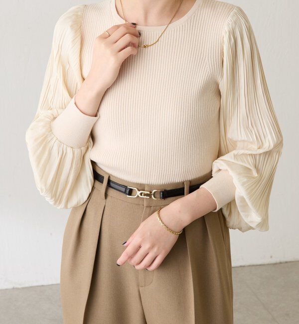  「袖プリーツコンパクトニット」|ニット・セーター|