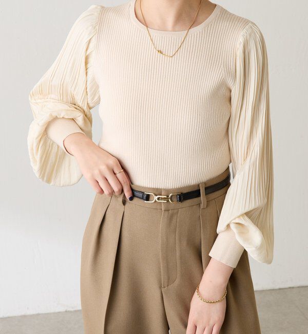  「袖プリーツコンパクトニット」|ニット・セーター|
