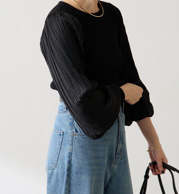  「袖プリーツコンパクトニット」|ニット・セーター|