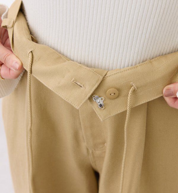  「【ウエスト調整可能】箔ツイルワイドパンツ」|チノ|