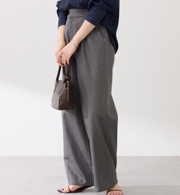  「【ウエスト調整可能】箔ツイルワイドパンツ」|チノ|
