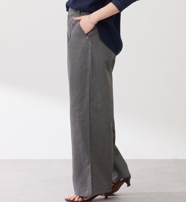  「【ウエスト調整可能】箔ツイルワイドパンツ」|チノ|