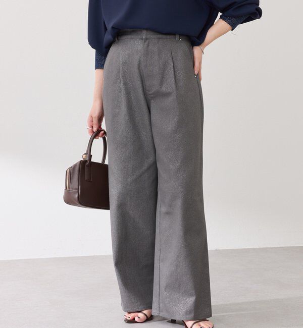  「【ウエスト調整可能】箔ツイルワイドパンツ」|チノ|