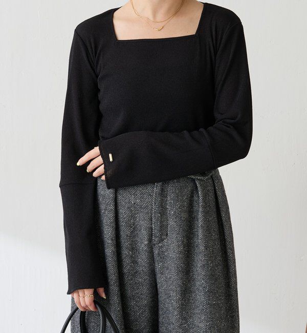  「シアーラメリブスクエアカットソー」|Tシャツ・カットソー|