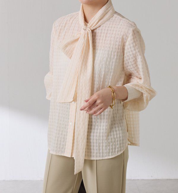  「ボウタイチェックブラウス」|シャツ・ブラウス|