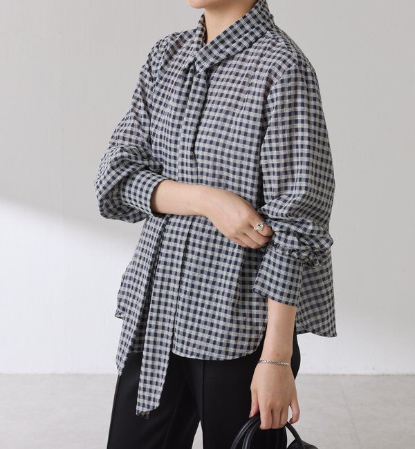  「ボウタイチェックブラウス」|シャツ・ブラウス|