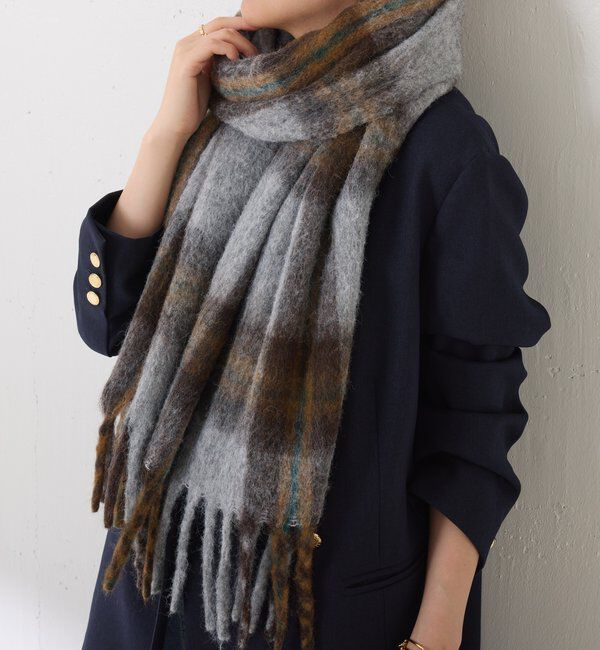  「【PAPILLONNER/パピヨネ】ボリュームチェックストール」|マフラー|