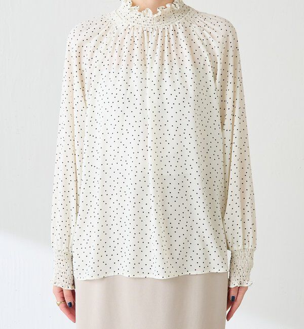  「ハイネックシャーリングドットブラウス」|シャツ・ブラウス|