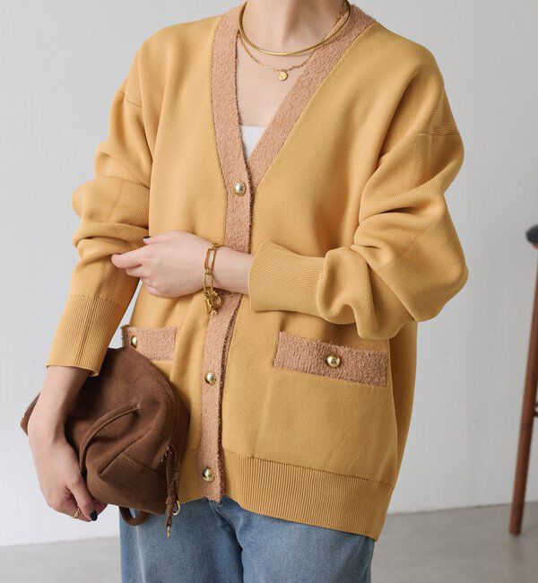  「ハーフミラノニットカーディガン」|ニット・セーター|オレンジ