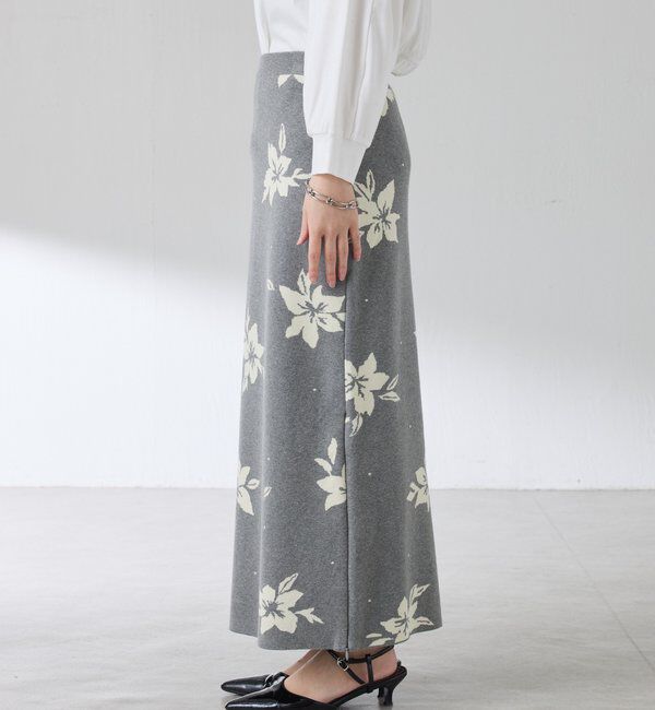  「フラワーニットジャガードスカート」|スカート|