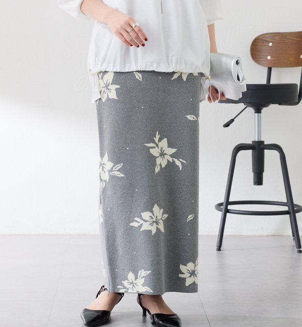  「フラワーニットジャガードスカート」|スカート|