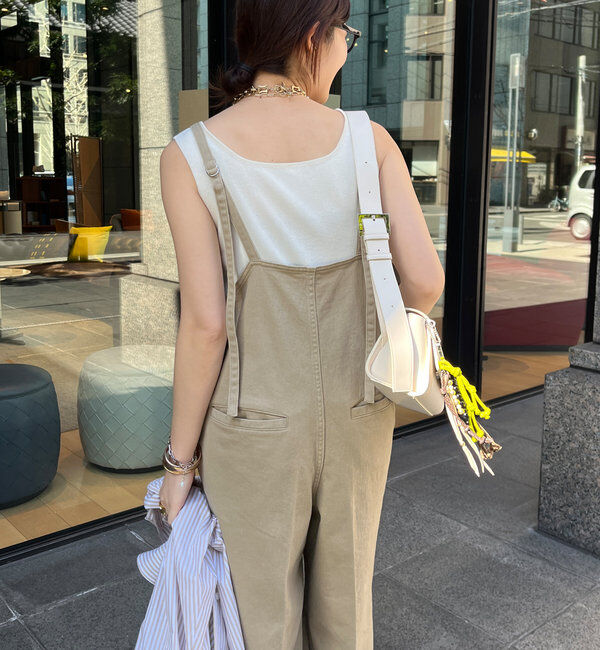  「細紐デニムフロントジップサロペット」|ワンピース|