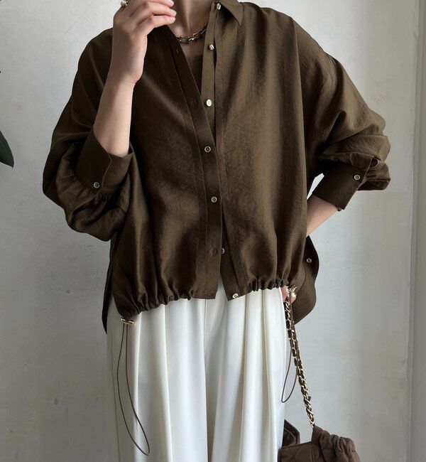  「襟付シアースピンドルブラウス」|シャツ・ブラウス|カーキ
