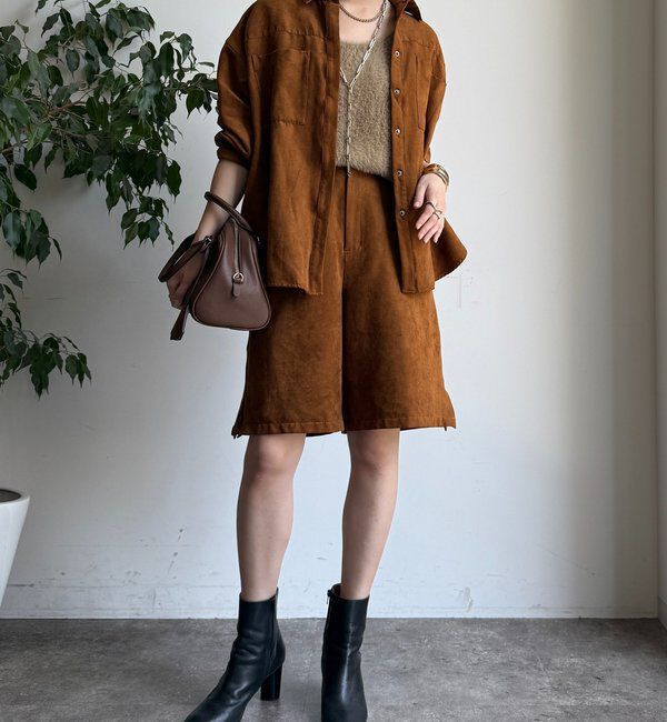  「【セットアップ対応】フェイクスエードショートパンツ」|チノ|