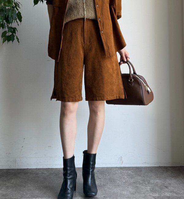  「【セットアップ対応】フェイクスエードショートパンツ」|チノ|
